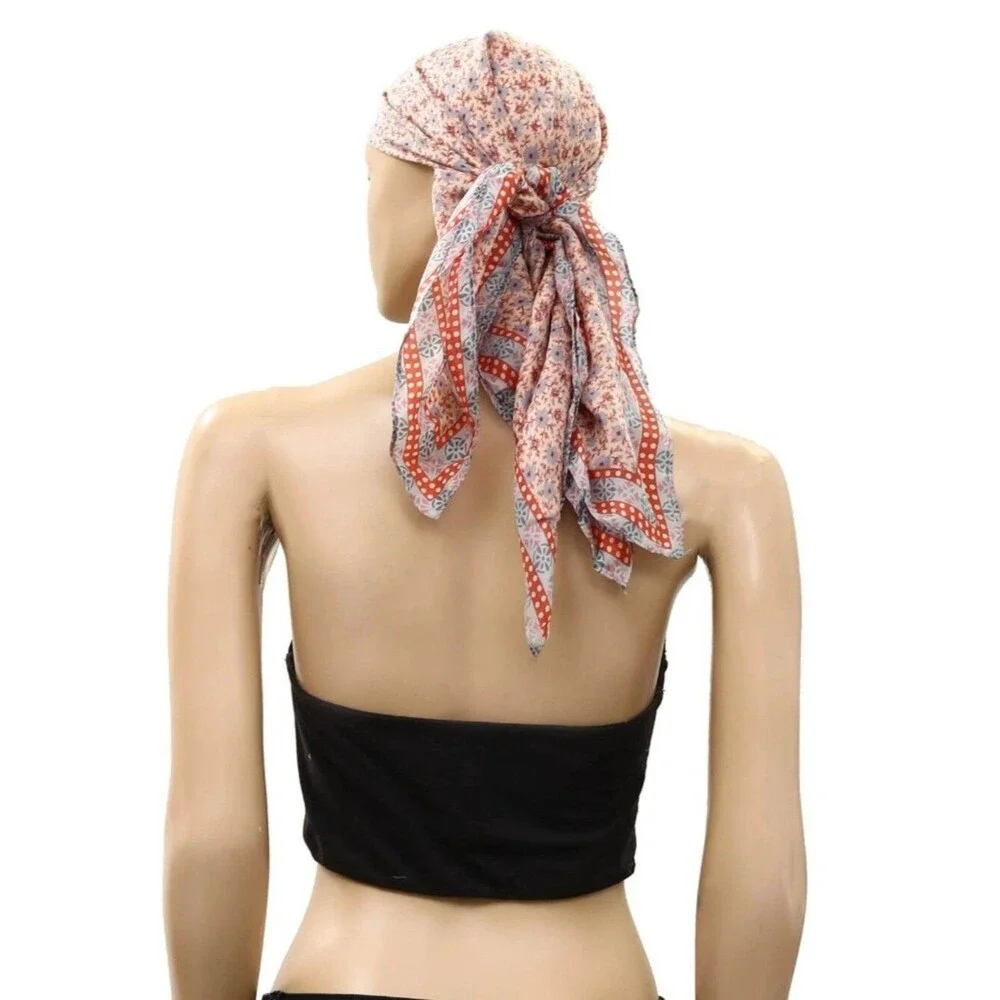 Free People So Silk Printed Bandana Scarf Tube Top Belt Floral Paisley Wrap OS